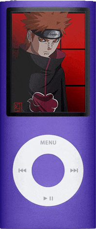 Akatsuki image slideshow on a purple 4th gen ipod nano